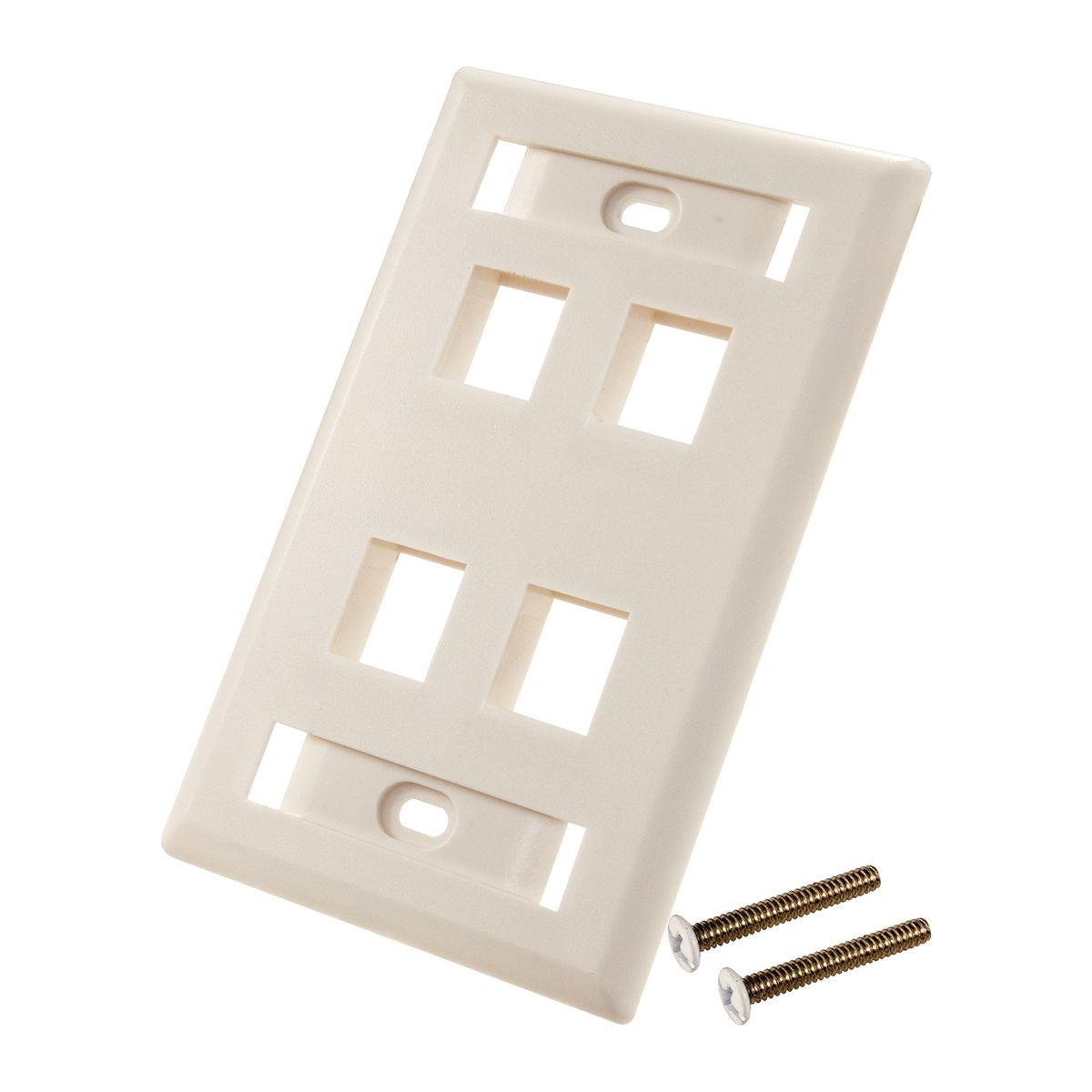 Wall Plate With ID Window, 4-Port, White