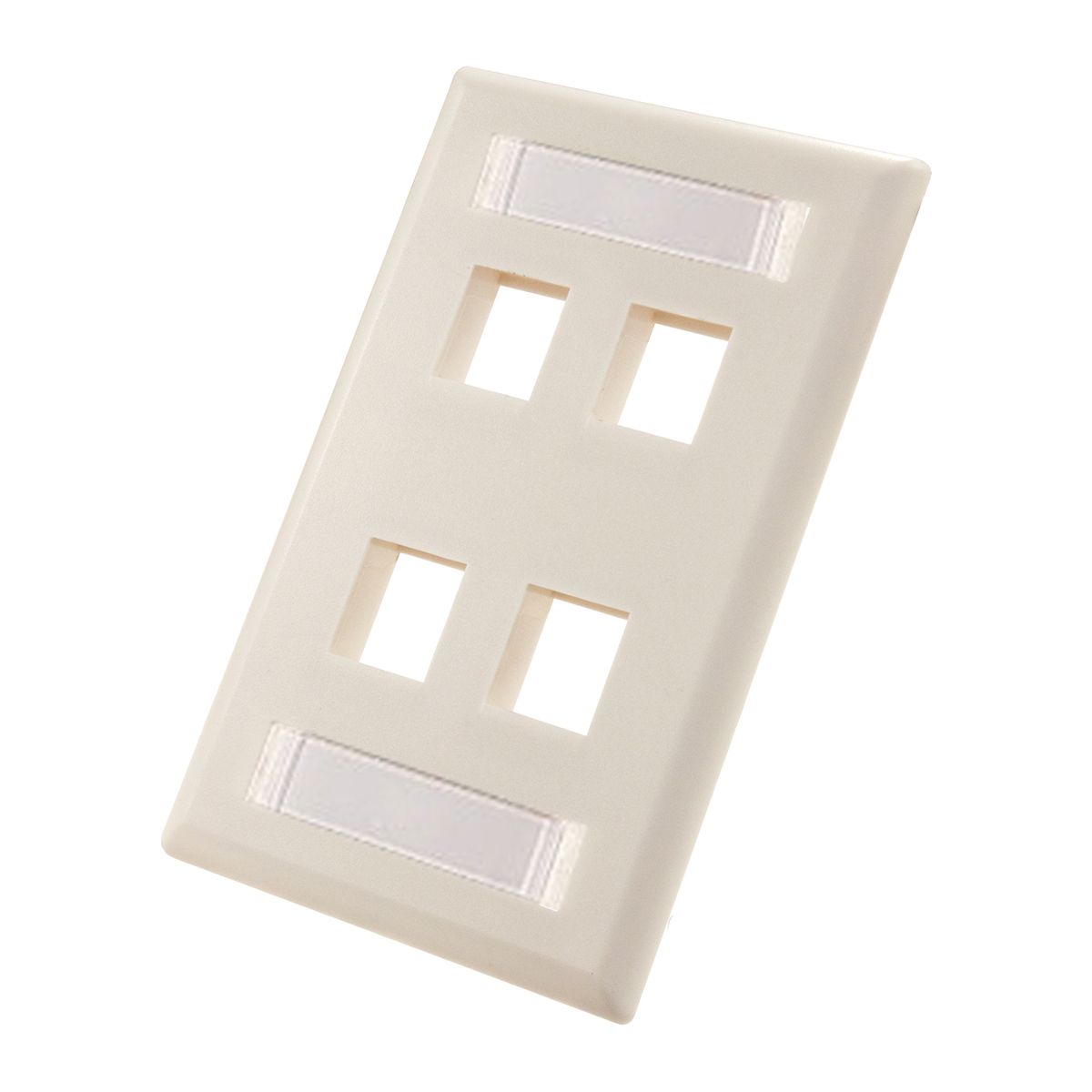 Wall Plate With ID Window, 4-Port, White