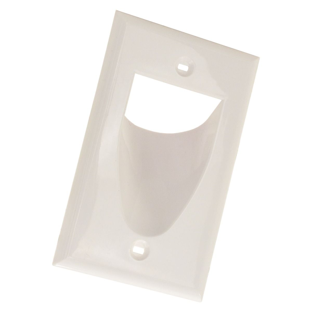 Feedthrough Recessed Wall plate, Single Gang , White