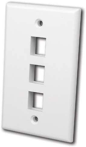 Multi-Media keystone Wall Plates- 3 Ports & White