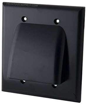 Flat Panel TV Bulk Cable Wall Plates- Dual & Black