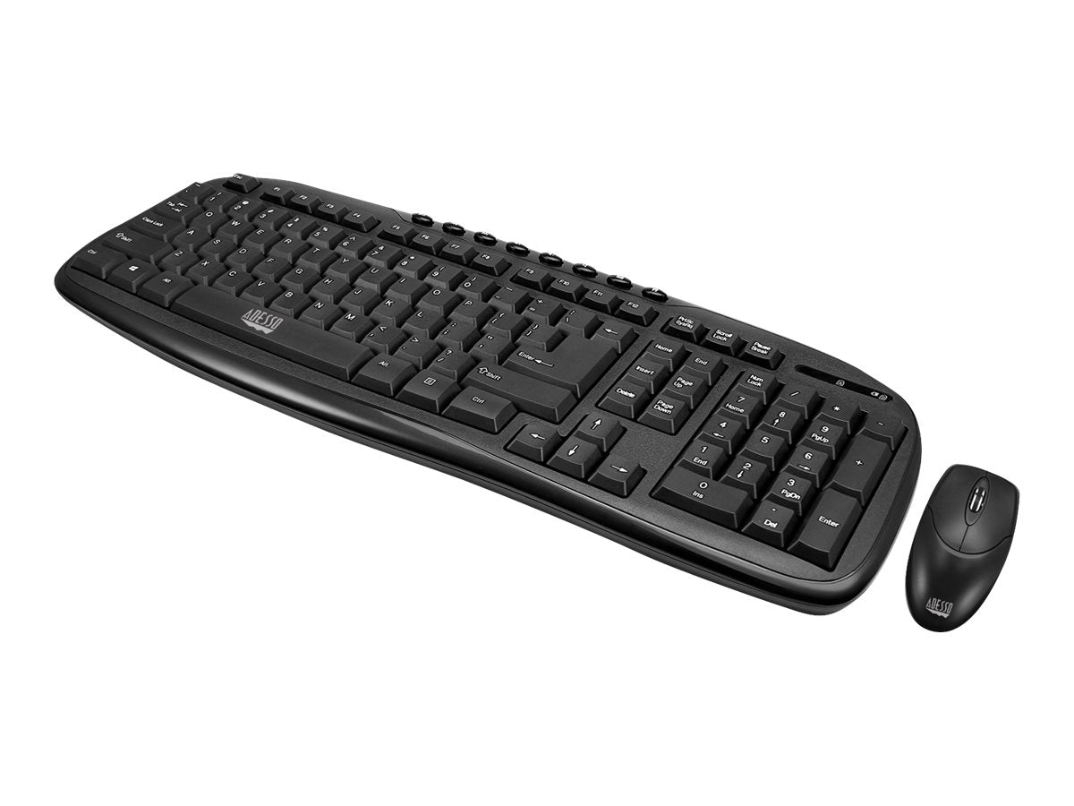 Adesso Keyboard & Mouse Combo Wireless Spill Resistant PC/Mac - Black