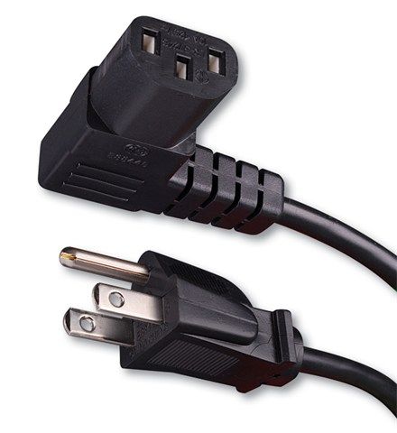 Right Angle Flat Panel TV Power Cord- 3 ft.