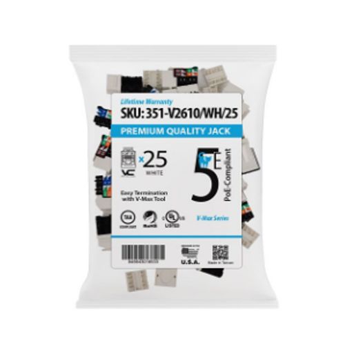 Rapid Punch CAT5e Keystone Jack White - 25 PACK