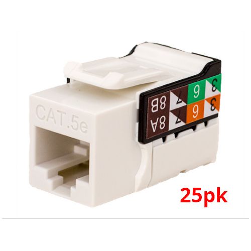 Rapid Punch CAT5e Keystone Jack White - 25 PACK
