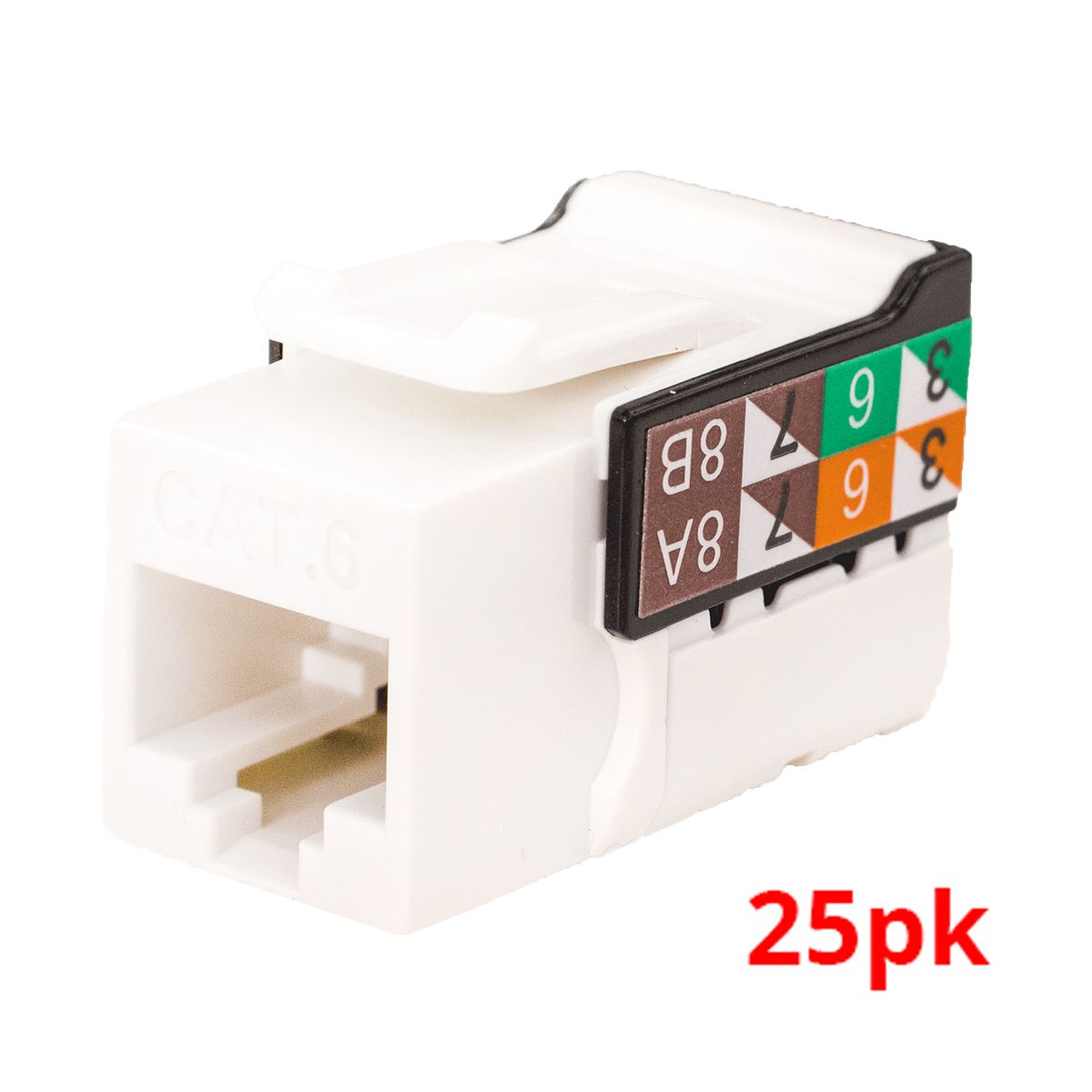 Rapid Punch CAT6 Keystone Jack Bright White - 25 PACK