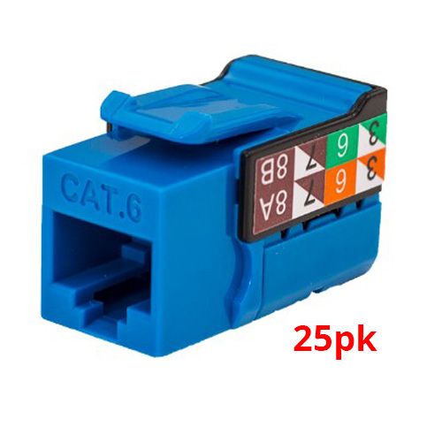Rapid Punch CAT6 Keystone Jack Blue - 25 PACK