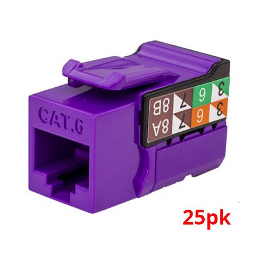 Rapid Punch CAT6 Keystone Jack Purple - 25 PACK