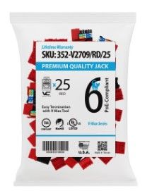 Rapid Punch CAT6 Keystone Jack Red - 25 Pack