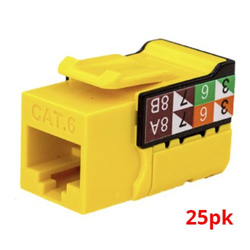 Rapid Punch CAT6 Keystone Jack Yellow - 25 PACK