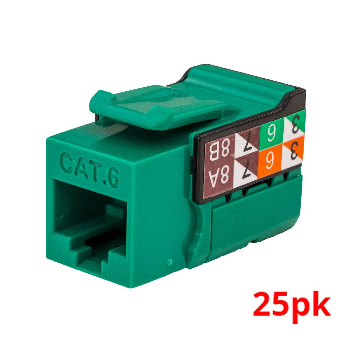 Rapid Punch CAT6 Keystone Jack Green - 25 PACK