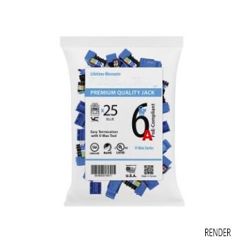 Rapid Punch CAT6A Keystone Jack Bright White - 25PK