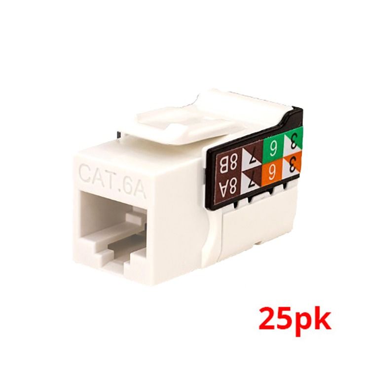 Rapid Punch CAT6A Keystone Jack Bright White - 25PK