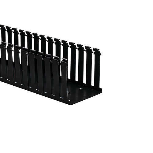 HellermannTyton 181-44019 Slotted Wall Wiring PVC Duct, 4"x4", Non-Adhesive, 30', Black