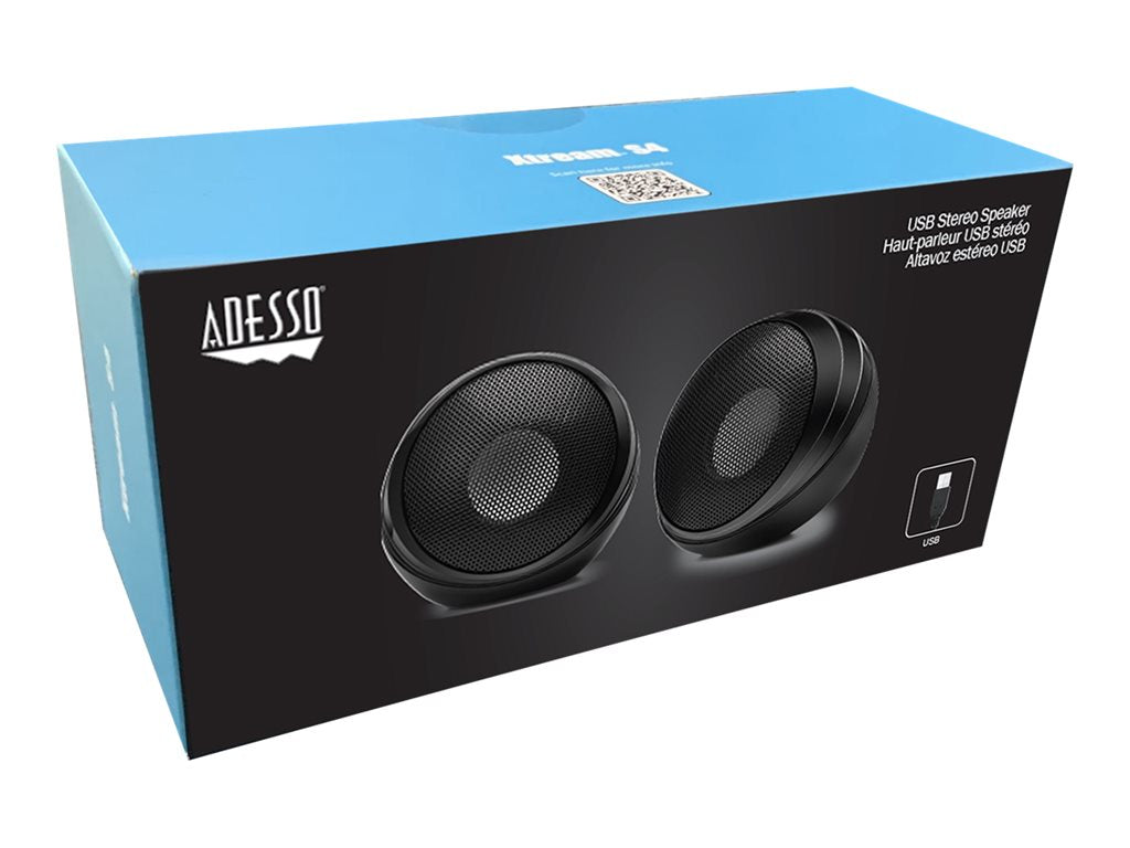 Adesso Computer Speakers 5W USB 2.0 full range Neodymium speaker driver - Black