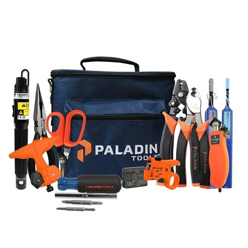 Tempo FTK-P Pro Fiber Tool Kit with Kevlar Cutter, Fiber Optic Stripper, Slitter, Multi Tool, Visual Fault Locator, Long Nose Pliers, Mid Span Slitter, Fiber Cleaning Pen + Fiber Cleaning Pen Ring