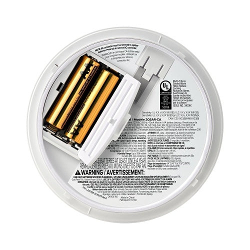 Kidde 20SAR‑CA Hardwired Photoelectric Smoke Alarm with AA Backup, Interconnect Capability, White