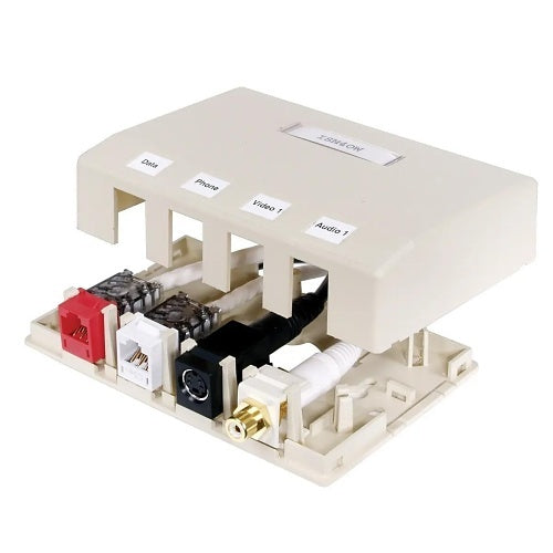 Hubbell HSB4OW Surface Mounting Box, 4-Port