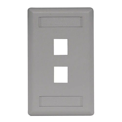 Hubbell IFP12GY Wallplate  1-Gang 2-Port Gray Keystone Wallplate, Flush Mounting