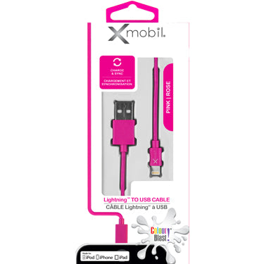 Colour Burst Charge & Sync Lightning Cable MFI to USB-A 3ft - Pink (3 Pack)