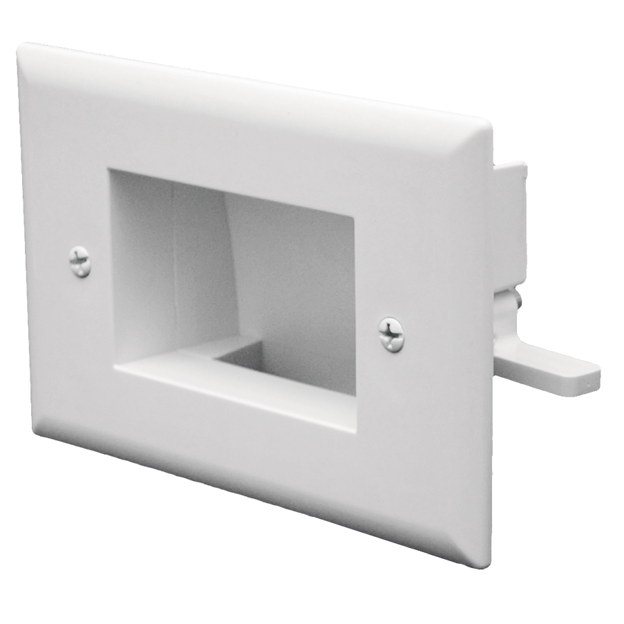 Easy Mount Recessed Low Voltage Cable Plate, White