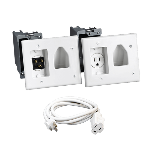 Recessed Pro-Power Kit with Straight Blade Inlet, White