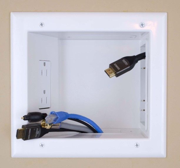 Recessed Media Box with Duplex Receptacle, White