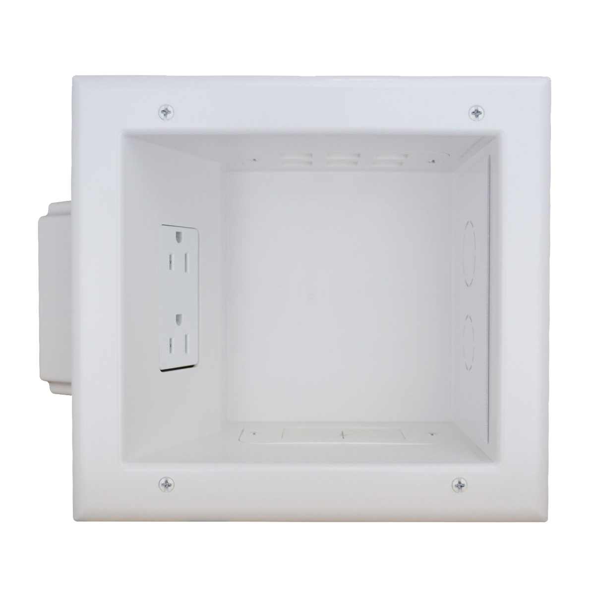 Recessed Media Box with Duplex Receptacle, White