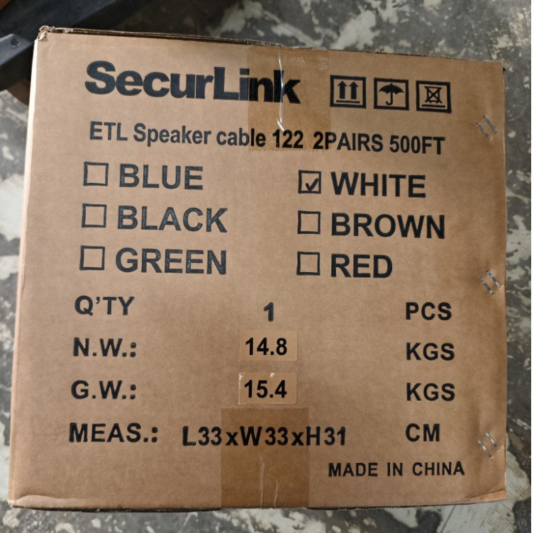 SPEAKER WIRE 12/2 WHITE 500FT