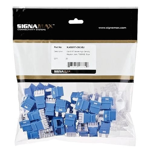 Signamax KJ458MT25-C6C CAT6 MT-Series Keystone Jack, T568A/B Wiring, Light Ivory, 25-Pack
