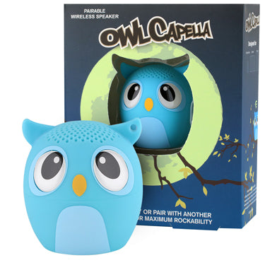 My Audio Pet Speaker Bluetooth Owl Blue - OwlCappela TWS & Lanyard Included 3 Watts Built in Mic Selfie Remote