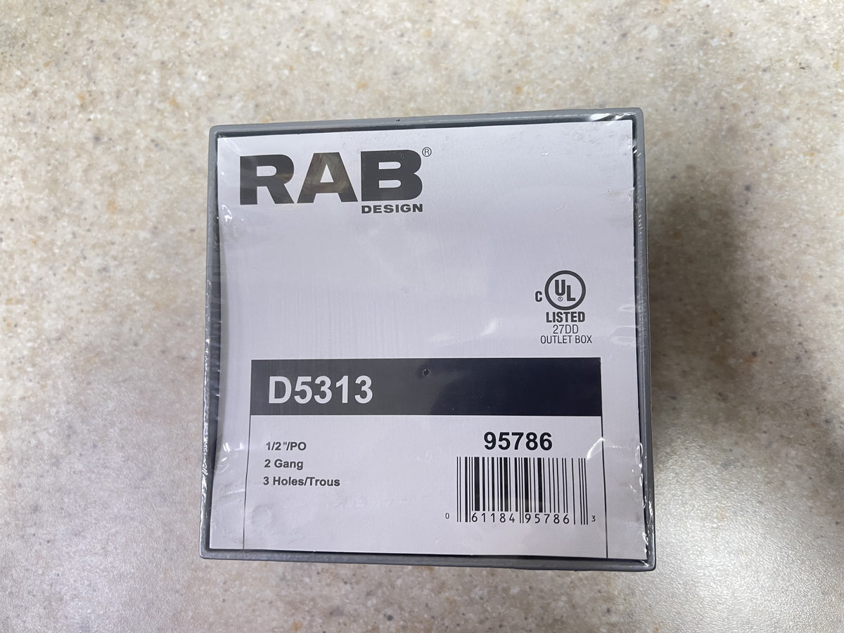 RAB 2 GANG 95786 WEATHERPROOF METAL FS BOX 1/2