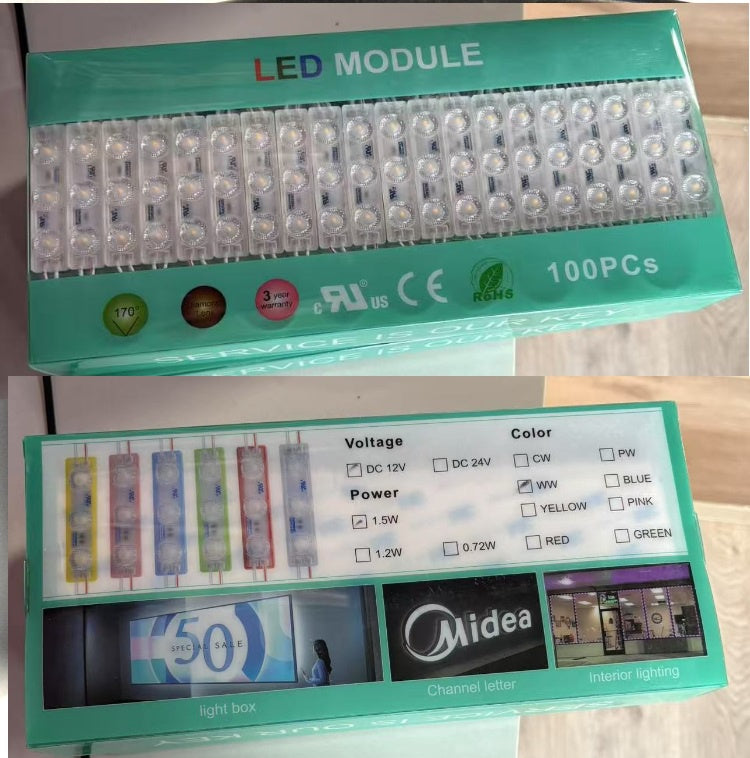 LED MODULE WW 1.5W 12V 100PCS/BOX