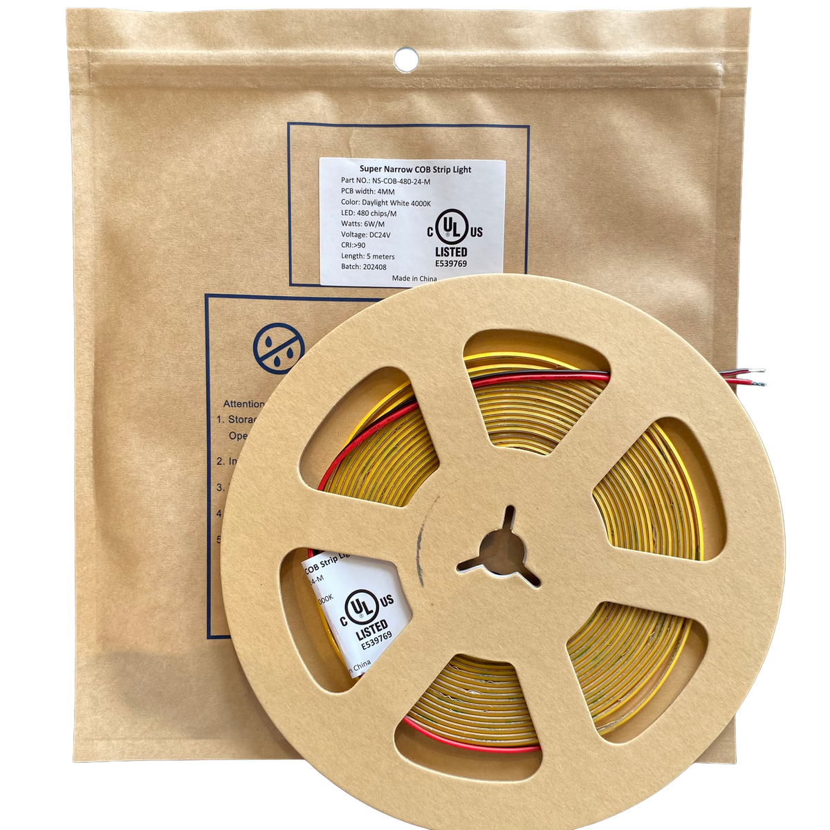 COB STRIP 24V-4MM-6W/M 4000K 5M