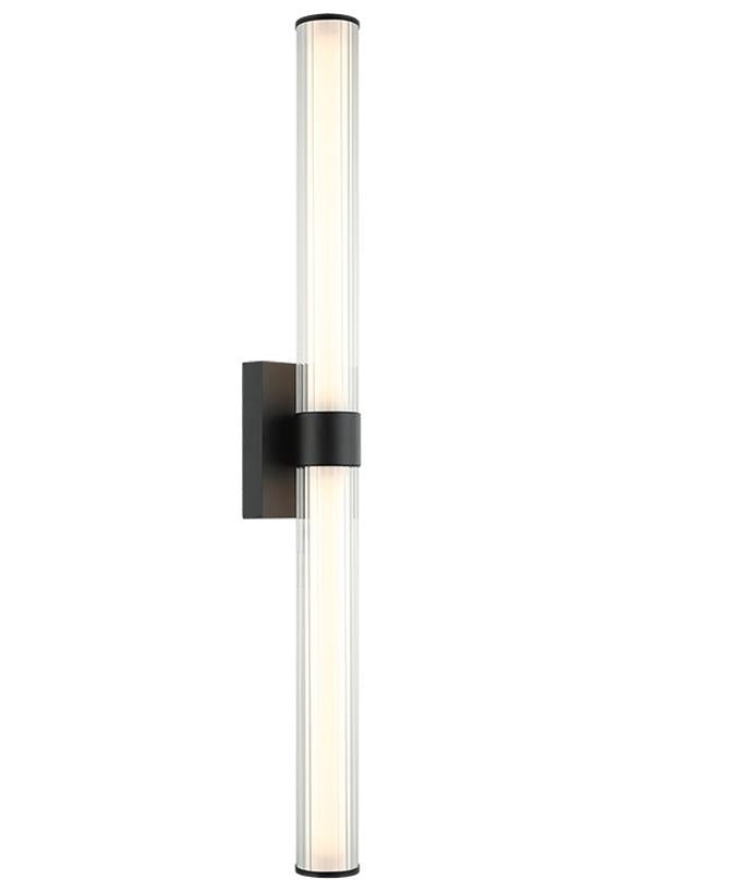 LED CLEAR RIBBED ACRYLIC LIGHT 15W 3CCT - MATT BLACK