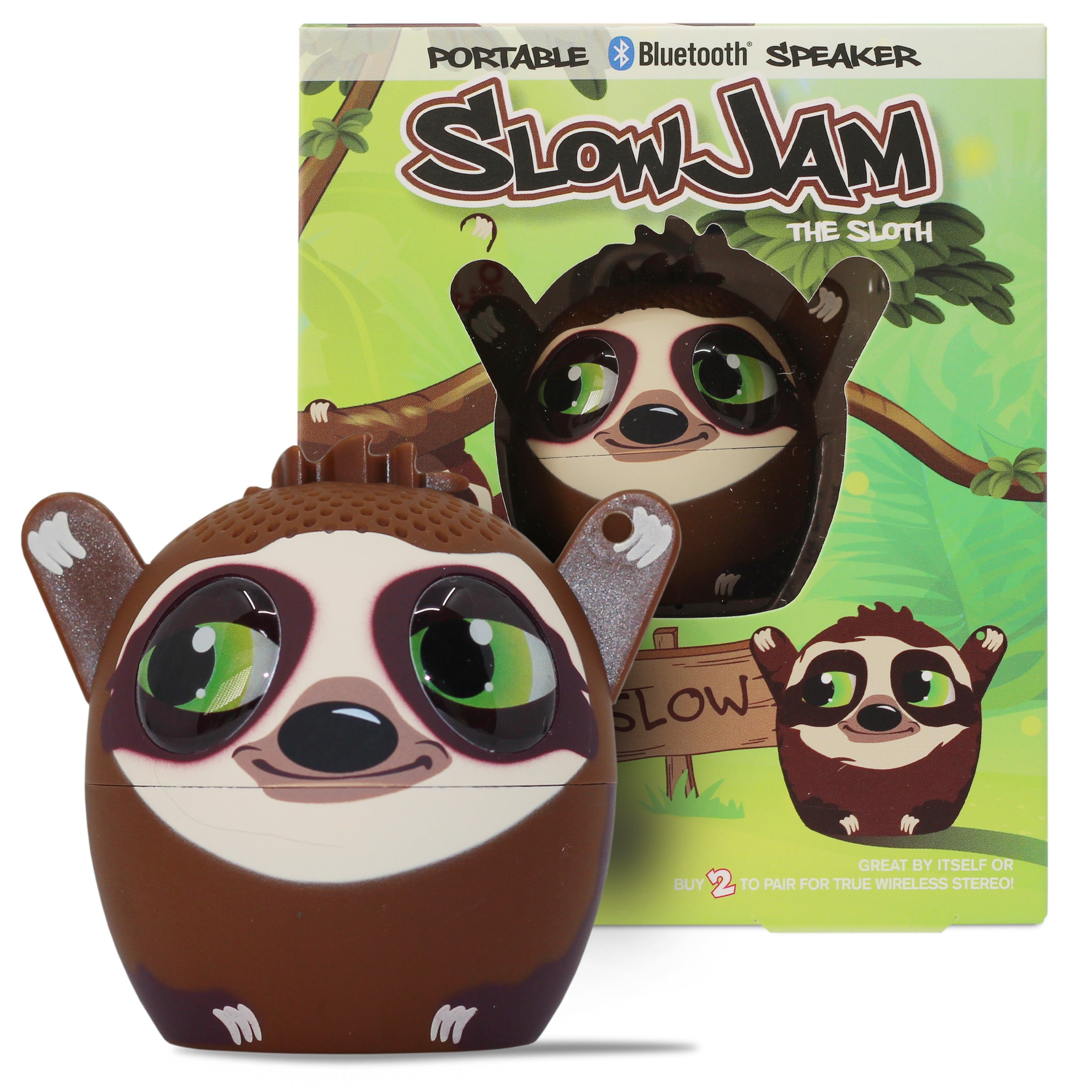 My Audio Pet Speaker Bluetooth Sloth - Slow Jam TWS & Lanyard Included 3 Watts Built in Mic Selfie Remote