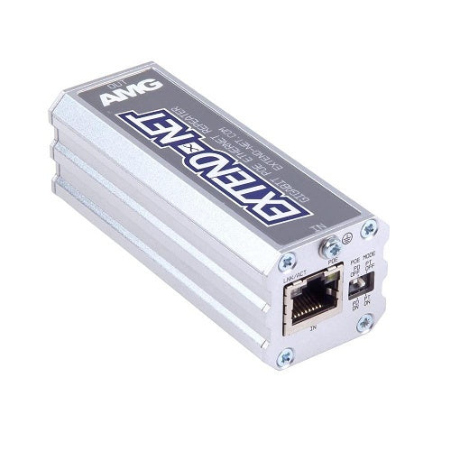 AMG Systems AMG140A-1GR Advanced Model, Industrial 1-Channel PoE Ethernet Repeater, Link Fault Pass-Through and 250M Extended Distance Functions, DIN Rail / Wall Mount