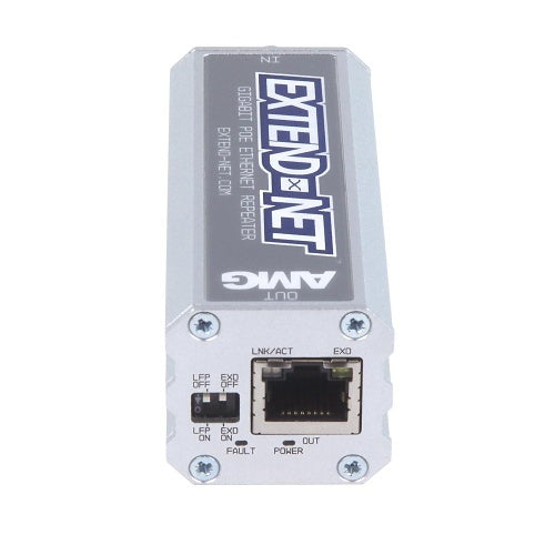 AMG Systems AMG140A-1GR Advanced Model, Industrial 1-Channel PoE Ethernet Repeater, Link Fault Pass-Through and 250M Extended Distance Functions, DIN Rail / Wall Mount