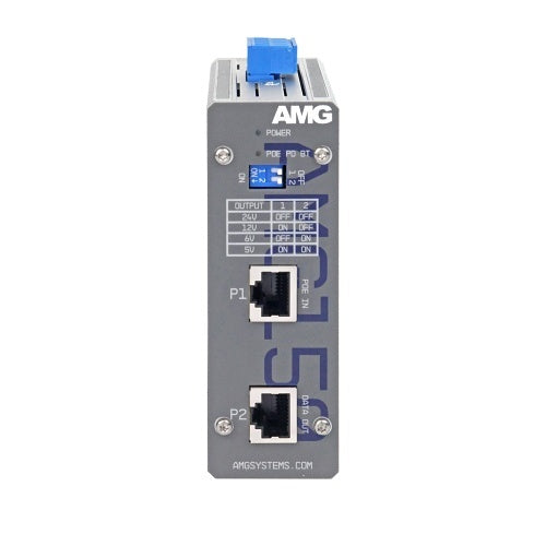 AMG Systems AMG150-1G-S60-PD Industrial 1-Port PoE Splitter, DIN Rail / Wall Mount
