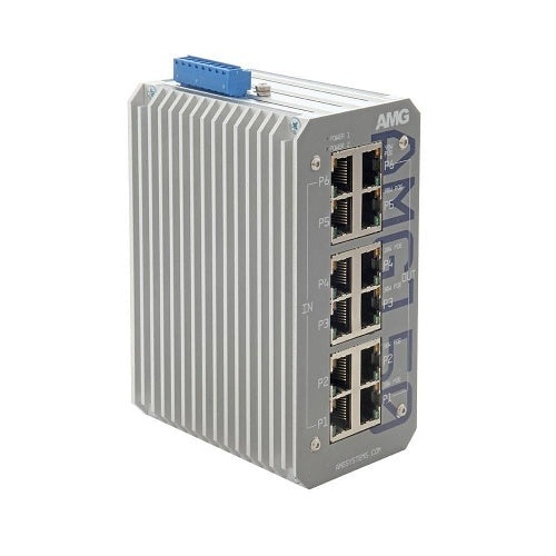 AMG Systems AMG150-2GBT-4GAT-P300 Industrial 6-Port PoE Injector, DIN Rail / Wall Mount