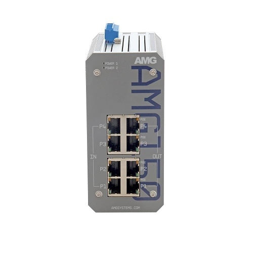 AMG Systems AMG150-4GAT-P120 Industrial 4-Port PoE Injector, DIN Rail / Wall Mount