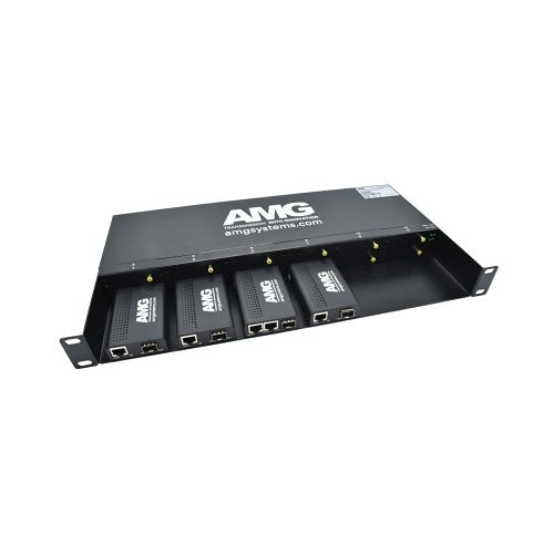 AMG Systems AMG210C 1U 19\\" Rack Chassis for 12-Mini Media Converters with Dual Hot-Swappable Power Supplies