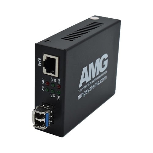 AMG Systems AMG210M-1FAT-1SS2-P30 Mini Media Converter 100Mb Ethernet to Singlemode Fiber, 2-Fiber, LC Connector, 30W PoE+