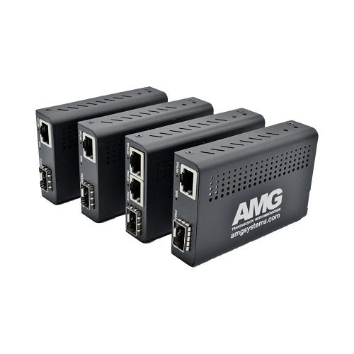 AMG Systems AMG210M-1G-1SS2 210M Series Mini Ethernet Media Converter, 1-Port 10/100/1000BaseT(x) RJ45, 1-Port 1000BaseFx Singlemode, 2-Fiber, 1310nm, LC Connector, 20Km