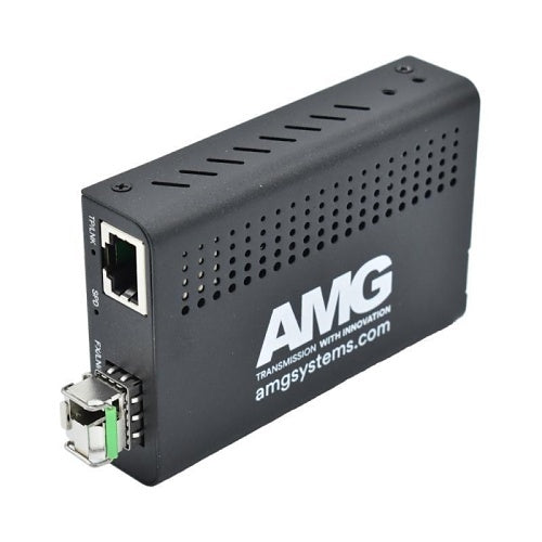 AMG Systems AMG210M-1G-1SM1B 210M Series Mini Ethernet Media Converter, 1-Port 10/100/1000BaseT(x) RJ45, 1-Port 1000BaseFx Multimode, 1-Fiber, 1550nm, LC Connector, 1Km