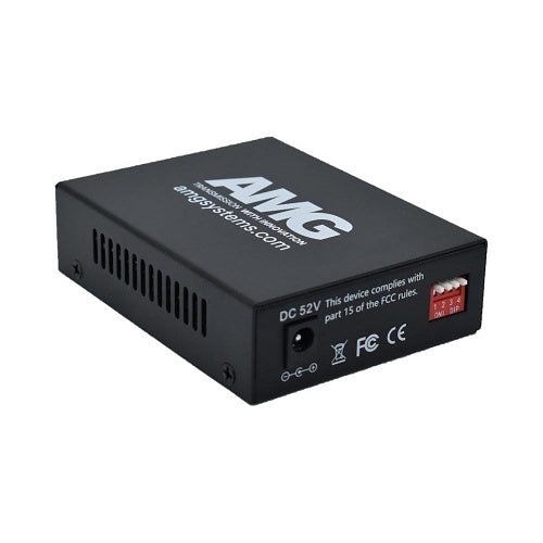 AMG Systems AMG210M-1GAT-1SS2-P30 210M PoE Series Mini Ethernet Media Converter, 1-Port 10/100/1000BaseT(x) RJ45 with 30W PoE+, 1-Port 1000BaseFx Singlemode, 2-Fiber, 1310nm, LC Connector, 20Km