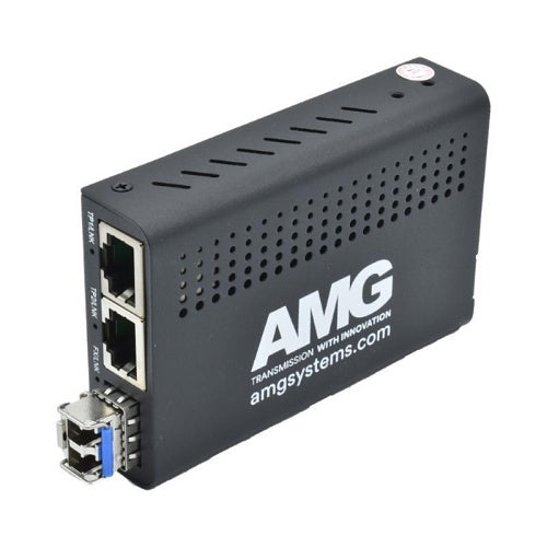 AMG Systems AMG210M-2G-1SM2 2+1 Commercial Media Converter, 2-Port 10/100/1000Base-T(x) RJ45, 1-Port 1000Base-Fx, Multimode, 2-Fiber, 850nm, LC Connectors