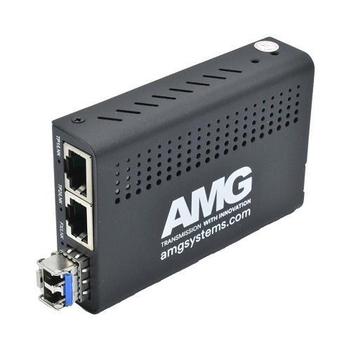 AMG Systems AMG210M-2G-1SS2 2+1 Commercial Media Converter, 2-Port 10/100/1000Base-T(x) RJ45, 1-Port 1000Base-Fx, Singlemode, 2-Fiber, 1310nm, LC Connectors
