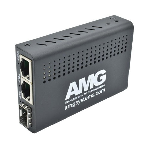 AMG Systems AMG210M-2G-1S 2+1 Commercial Multirate Media Converter, 2-Port 10/100/1000Base-T(x) RJ45, 1-Port 100/1000Base-Fx SFP, Mini