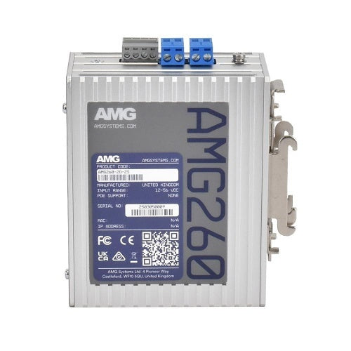 AMG Systems AMG260-2G-2S AMG260 Series Dual Channel 2+2 Port Industrial Media Converter, DIP-Switch Functions, 2 x 12-56VDC Power Inputs, Fault Relay